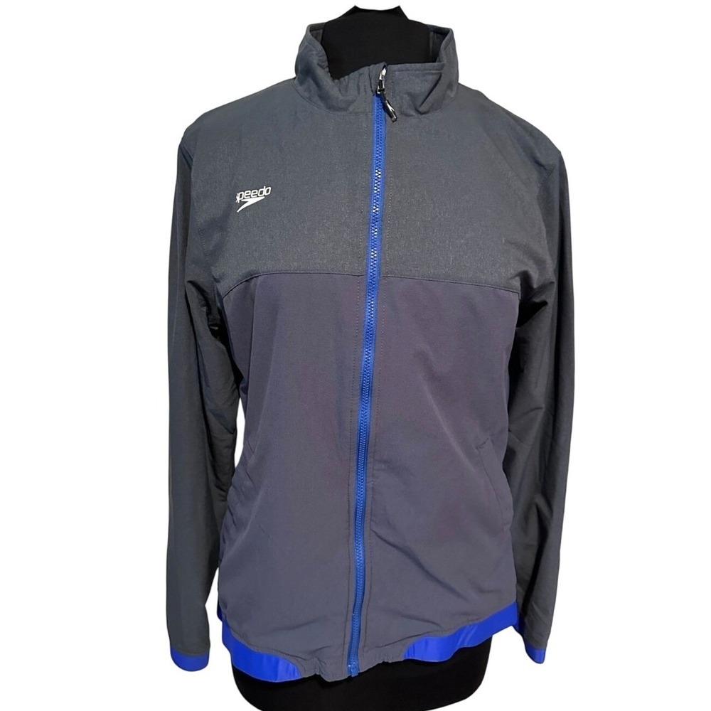 Speedo Full-Zip Jacket – Size Large – Gray & Blue – Lightweight Activewear‎